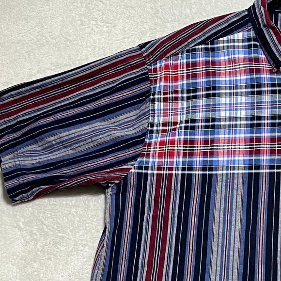 Vintage Y2K Faded‎ Glory Plaid Striped Shirt Mens Large 100% Cotton Button Down - Picture 4 of 9